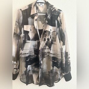 DKNY Black and Cream Blouse